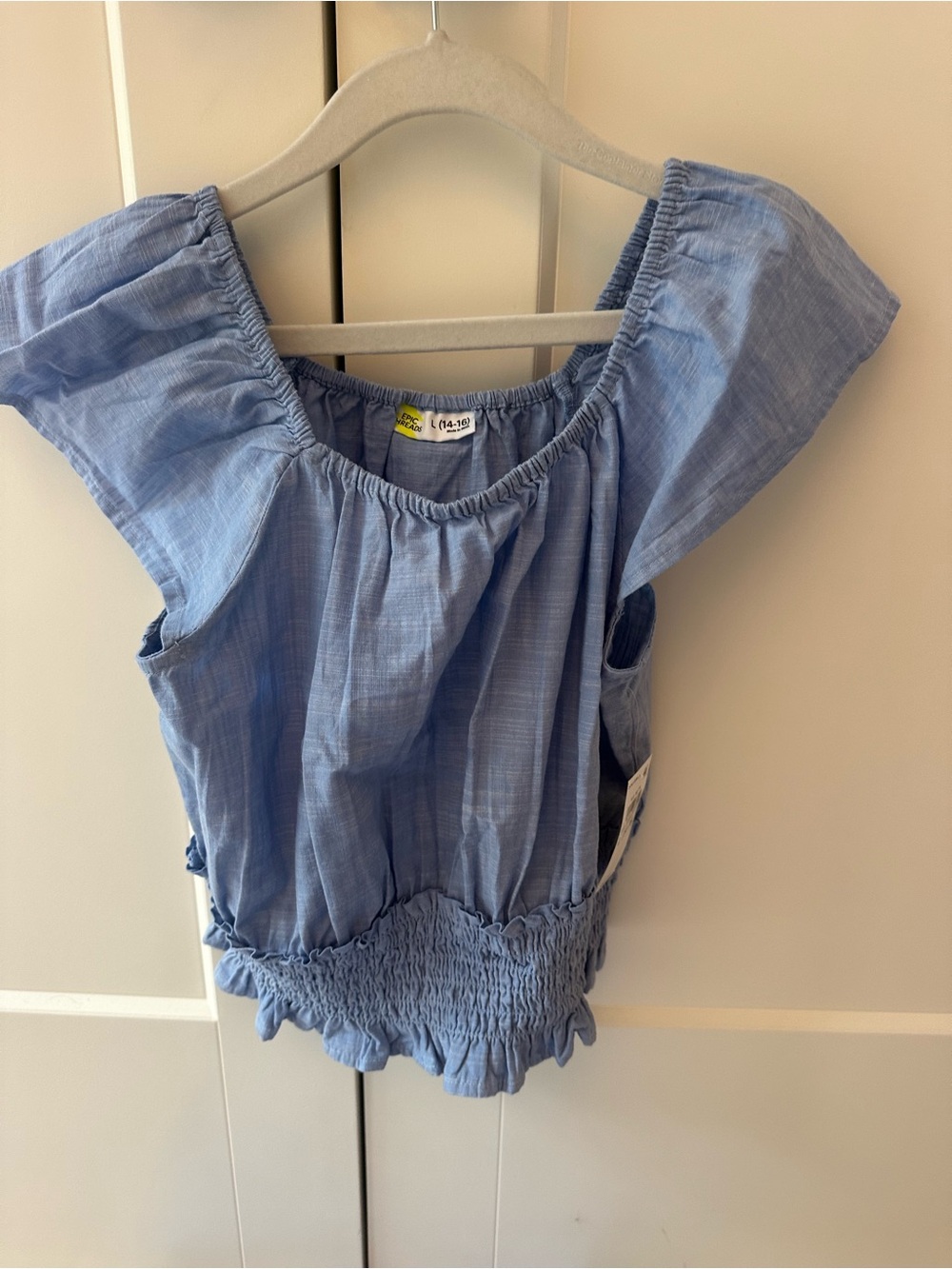 Nordstrom Light Blue Ruffled Off-Shoulder Top